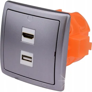 Elektrická zásuvka Zásuvka do zdi pod omítku, 1 USB port, 1 HDMI port