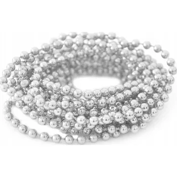 Vánoční dekorace Stříbrný perličkový řetěz 270 cm