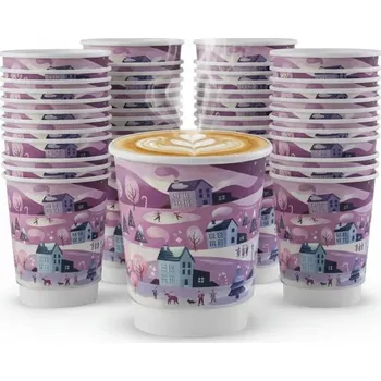 Jednorázové nádobí Papírové kelímky vánoční na jedno použití na kávu silné 250 ml 25 ks