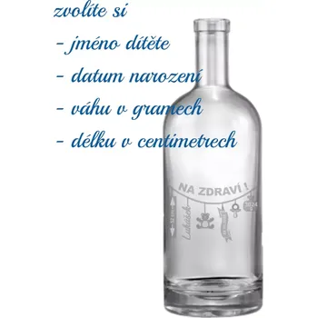 Sklenice Gravírovaná láhev k narození dítěte 1000ml