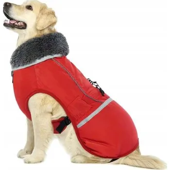 Obleček pro psa Zimní bunda pro psa zateplená fleecem, voděodolná, červená, velikost L