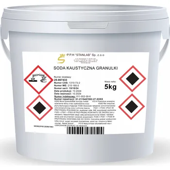 Čisticí prostředek LOUH SODNÝ V KYBLÍKU NA ČIŠTĚNÍ ODPADŮ WODOROTLENEK SODU 5KG