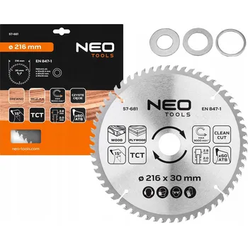 Pilový kotouč Kotoučová pila, vidiový, 216 x 30 mm, 60 zubů, na dřevo NEO TOOLS