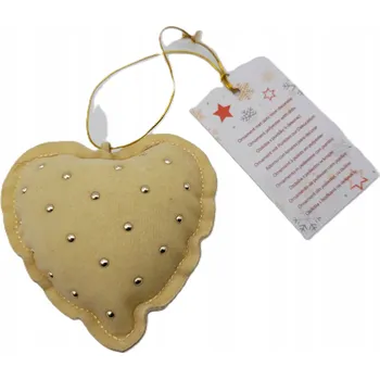 Vánoční ozdoba Látková závěsná ozdoba na stromeček srdce béžové