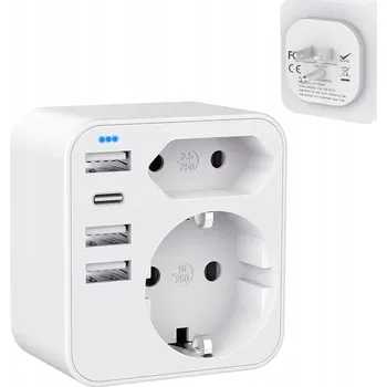Cestovní adaptér 6v1 - UK (Typ G) EU USB-C USB-A
