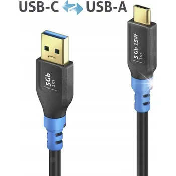 Datový kabel PURELINK FI-U320-010 FLEXINSTALL USB kabel C-A USB 3.2 3A 5V 15W 5 Gbps 1 m