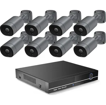 Kompletní kamerový systém PROFI Digitální Venkovní set 8 IP kamer H.265 4K UltraHD 8Mpx se záznamem 4TB Aktivní PoE 802.3af ŠEDÁ (Kompletní kamerový set 8 bezpečnostních venkovních H.265 IP kamer s rozlišením 4K UltraHD 8Mpx a aktivním PoE napájením, včetně 4TB pevného disku.)