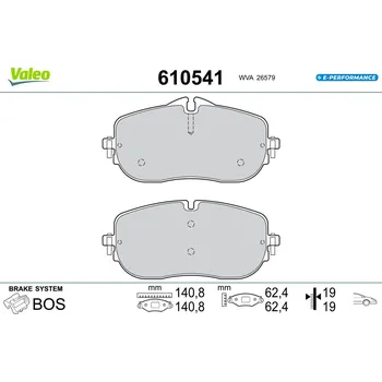 Brzdová destička Sada brzdových destiček, vždy 4 kusy v sadě VALEO 610541