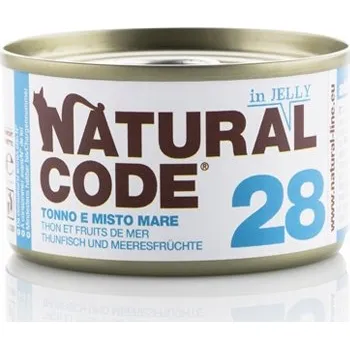 Krmivo pro kočku Natural Code Želé pro kočky 28 Tuňák s mořskými plody 85g