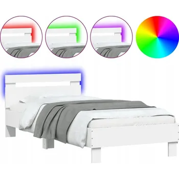 Postel Rám postele s LED podsvícením a čelem, 193x95x70 cm, bílá