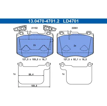 Brzdová destička Sada brzdových destiček, vždy 4 kusy v sadě ATE 13.0470-4701.2