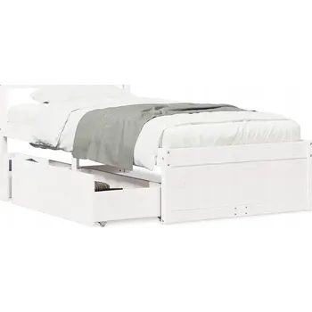 Postel Rám postele s šuplíky, masivní borovicové dřevo, bílá, 195,5x95,5x78 cm