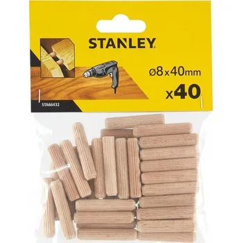 Vrták Dřevěná nábytková kolík STANLEY 8 mm x 40 mm, 40 ks STA66432