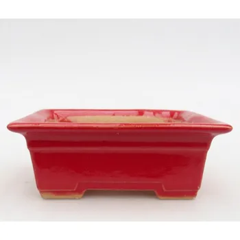 Květináč Keramická bonsai miska 11 x 8,5 x 4 cm červená