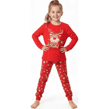 Dívčí pyžamo VÁNOČNÍ PYŽAMO SE SOBEM NOVINKA Barva: Červená, Velikost: 152