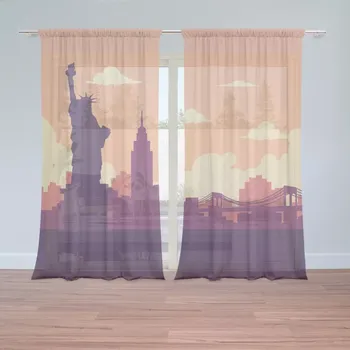 Záclona Sablio Záclony New York Socha svobody Art: 2ks 150x250cm