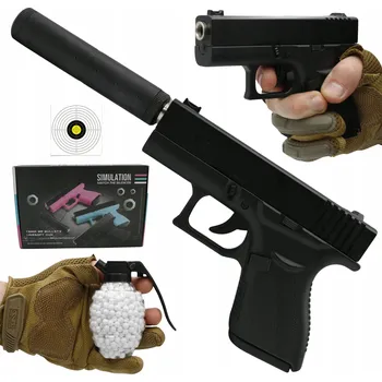 PISTOLE NA PLASTOVÉ KULIČKY S TLUMIČEM GLOCK KOVOVÁ ASG 6mm DÁREK KULIČKY