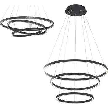 Závěsné svítidlo stropní svítidlo černé kruhy LED s regulací 76 W studená bílá