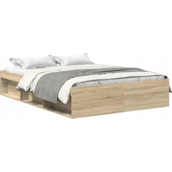 Postel Rám postele dub sonoma 203 x 163 x 35 cm se 6 přihrádkami