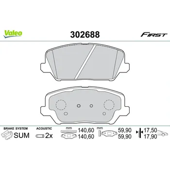 Brzdová destička Sada brzdových destiček, vždy 4 kusy v sadě VALEO 302688