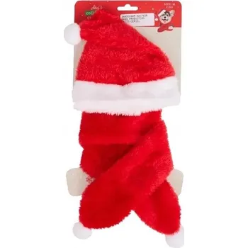 Obleček pro psa Vánoční obleček pro psa kočku zvířata kostým čepice šála Santa Claus 2ks.