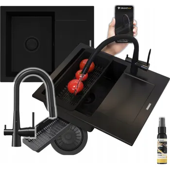 Granitový dřez Jednokomorový granitový dřez Granitan Bello, černý