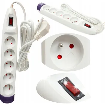 Napájecí kabel Prodlužovací Kabel 3m lišta 5 zásuvek s vypínačem