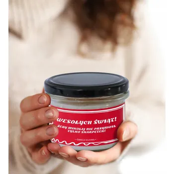 Svíčka VOŇAVÁ SVÍČKA ZE SOJOVÉHO VOSKU 150 ML ZÁBAVNÝ DÁREK K MIKULÁŠI / NA VÁNOCE