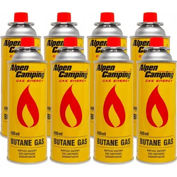 Turistický vařič 8X Plynová kartuše náplň ALPEN CAMPING 400ML pro plynový vařič a hořák