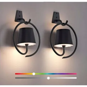 Nástěnné svítidlo Nástěnné LED svítidlo RGB přenosné akumulátorové na USB černé 2ks