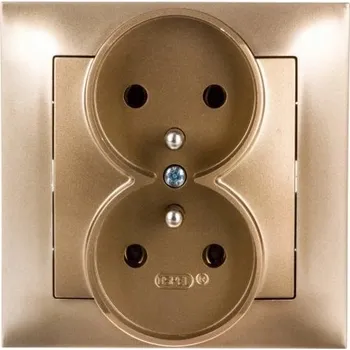 Elektrická zásuvka IMPRESJA GP-2YZ/28 dvojitá zásuvka s uzemněním - Zlatá