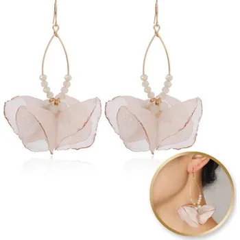 Náušnice Flamenco Mystique Visací náušnice, poutavý tyl s pudrovými korálky K1700