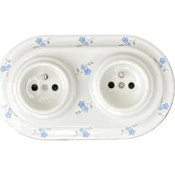 vypínač Keramická dvojnásobná zásuvka/vypínač, bílá malovaná, POMNĚNKY