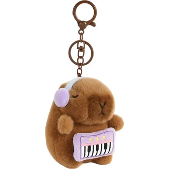 Flamenco Mystique Plyšová nadýchaná klíčenka Capybara DJ se sluchátky BRL376