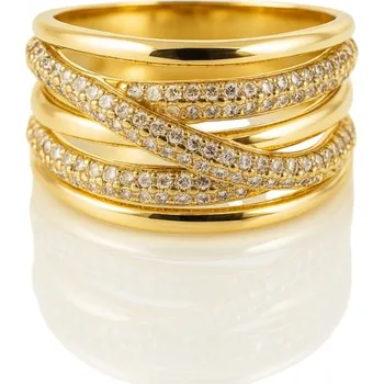 Prsten Flamenco Mystique Pozlacený prsten z chirurgické oceli s kubickou zirkonií PST973, velikost prstenu: US7 EU14 Velikost prstenu: US6 EU11