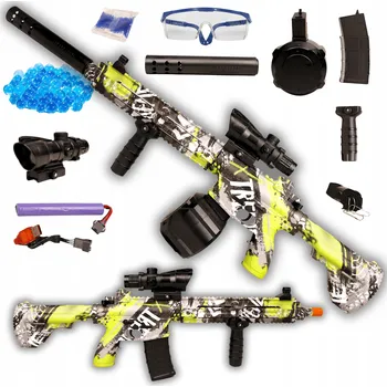 Dětská zbraň VELKÁ PUŠKA PUŠKA, AUTOMATICKÁ PISTOLE, ZBRAŇ , 2 ZÁSOBNÍKY