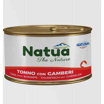 Krmivo pro kočku NATUA Natural VLHKÉ KRMIVO krmivo pro kočky s tuňákem a krevetami v želé konzervě 85g