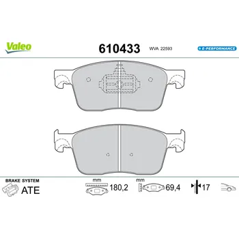 Brzdová destička Sada brzdových destiček, vždy 4 kusy v sadě VALEO 610433