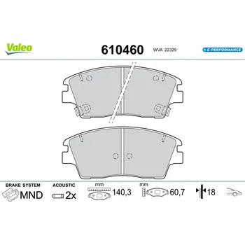 Brzdová destička Sada brzdových destiček, vždy 4 kusy v sadě VALEO 610460
