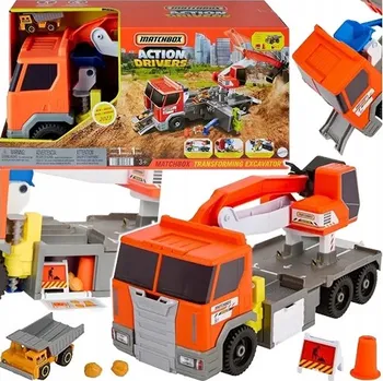 autíčko Matchbox Nákladní auto s bagrem - Velké vozidlo s funkcemi