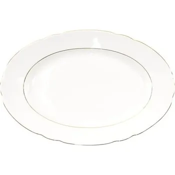 Talíř Oválný servírovací talíř 33 cm Feston se zlatým okrajem Ćmielów