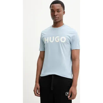 Pánské tričko Bavlněné tričko HUGO Dulivio černá barva, s potiskem, 50467556 05X, vel. M