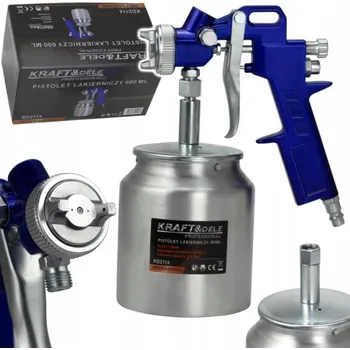 Stříkací pistole LAKOVACÍ PISTOLE 600ML + 3 TRYSKY 1,2 1,5 1,8MM TLAK 5 BAR
