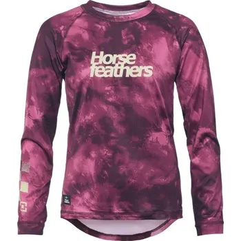 cyklistický dres Dámský cyklodres Horsefeathers DECO LS S Vínová, Bílá