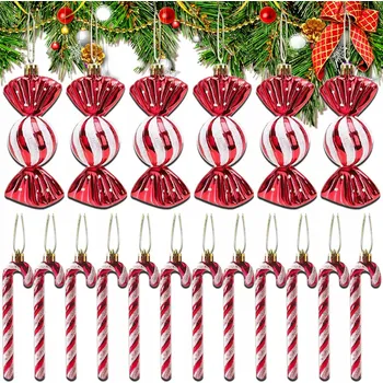 Vánoční dekorace 18 x VÁNOČNÍ BAŇKY Cukrové tyčinky na vánoční stromeček vánoční baňky na stromeček - Přívěsky