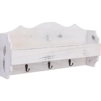 Věšák Nástěnný věšák bílý 50 x 10 x 23 cm dřevo IM_284231