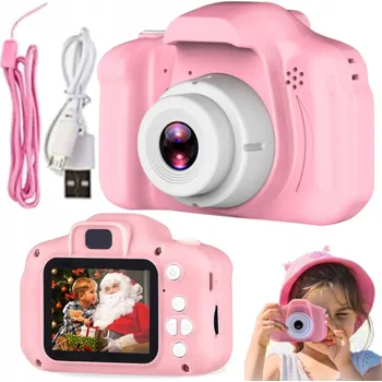 Digitální kompakt Fotoaparát pro děti DIGITÁLNÍ FOTOAPARÁT KAMERA PRO DĚTI DIGITÁLNÍ FOTOAPARÁT + POUTKO + HRY 3 Mpx růžový
