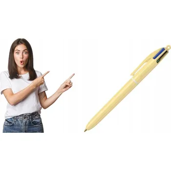 Propiska BIC 4 barvy, pastelově žluté, automatické