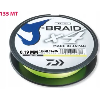 Daiwa J-BR X4E FLUO Šňůra 0,19 mm x 135 m