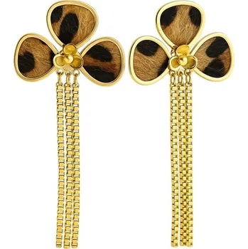 Náušnice Flamenco Mystique Náušnice z nerezové oceli pokovené 14k zlatem, leopardí vzor KST3443